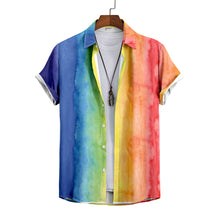 All Over Print Rainbow Zebra Collared Shirt