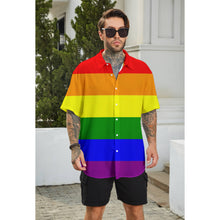 All Over Print Rainbow Zebra Collared Shirt