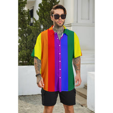 All Over Print Rainbow Zebra Collared Shirt