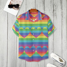 All Over Print Rainbow Zebra Collared Shirt