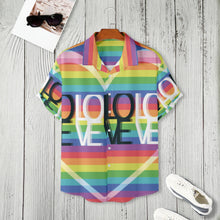 All Over Print Rainbow Zebra Collared Shirt