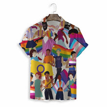 All Over Print Rainbow Zebra Collared Shirt