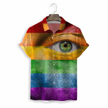 All Over Print Rainbow Zebra Collared Shirt