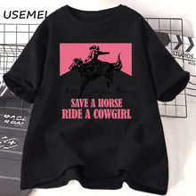 Save a Horse Ride a Cowgirl Graphic Lesbian T-Shirt