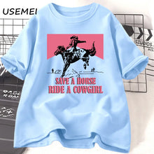 Save a Horse Ride a Cowgirl Graphic Lesbian T-Shirt