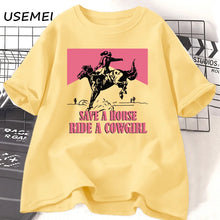 Save a Horse Ride a Cowgirl Graphic Lesbian T-Shirt