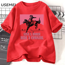 Save a Horse Ride a Cowgirl Graphic Lesbian T-Shirt