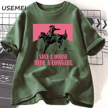 Save a Horse Ride a Cowgirl Graphic Lesbian T-Shirt