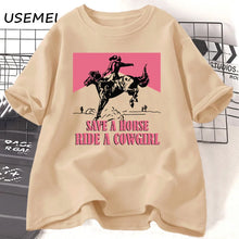 Save a Horse Ride a Cowgirl Graphic Lesbian T-Shirt