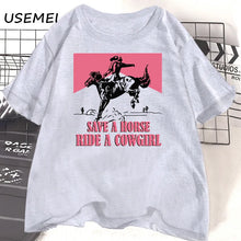 Save a Horse Ride a Cowgirl Graphic Lesbian T-Shirt