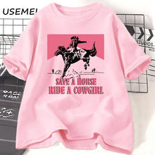 Save a Horse Ride a Cowgirl Graphic Lesbian T-Shirt
