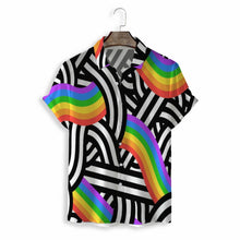 All Over Print Rainbow Zebra Collared Shirt