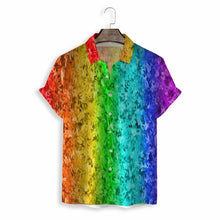 All Over Print Rainbow Zebra Collared Shirt